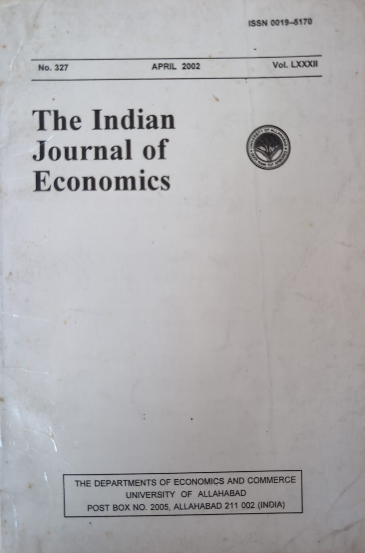 Indian Journal of Economics LXXXII 327