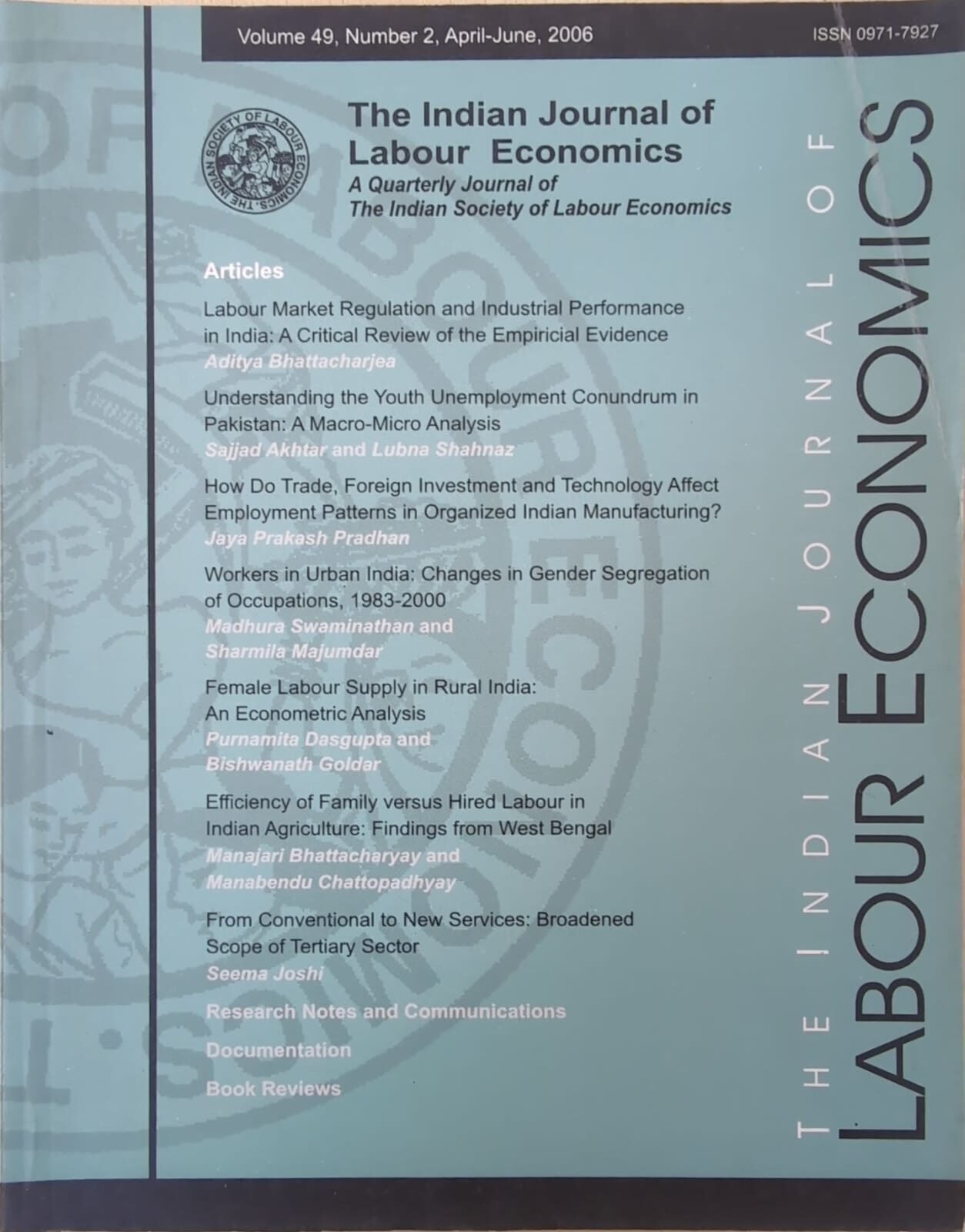 Indian Journal of Labour Economics 49 2 2006