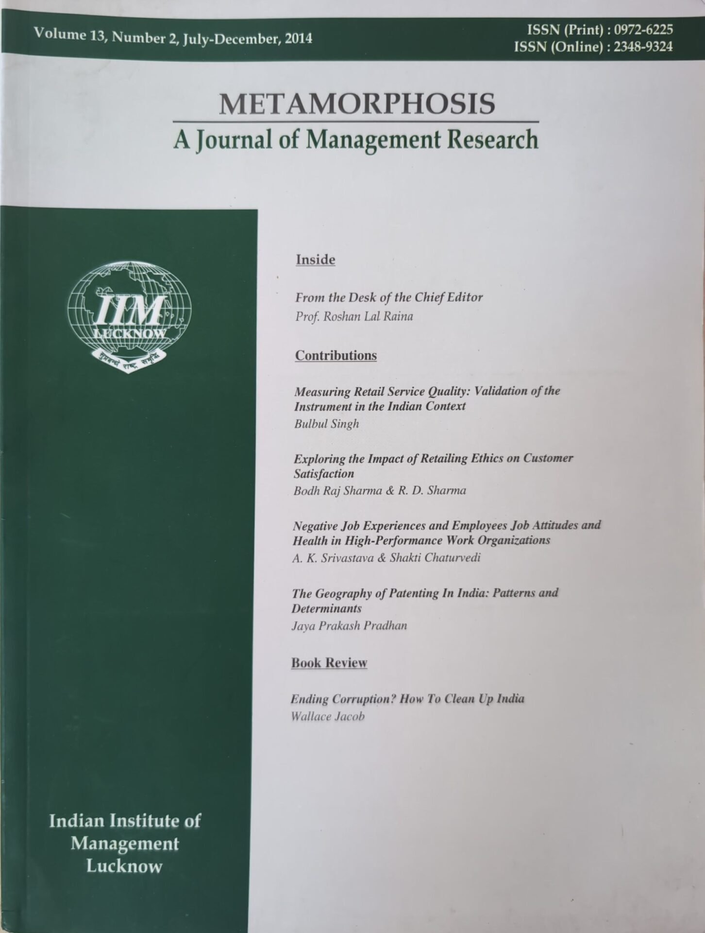 Innovation Nation: The Hidden Geography of India's Patent Revolution 6 Metamorphosis 13 2 2014